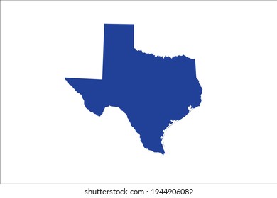 TEXAS Map blue Color on White Backgound