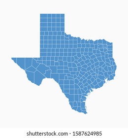 Texas map blue color. USA state Texas map icon. Texas vector modern map. Vector illustration EPS10