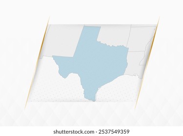 Mapa do Texas em azul com sotaques Gold Framed. Mapa vetorial moderno do Texas. Ilustração de vetor.