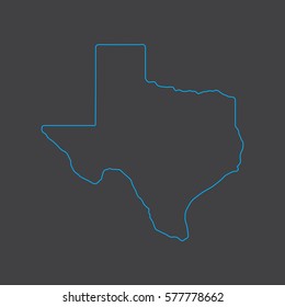 Texas map blue outline stroke line style