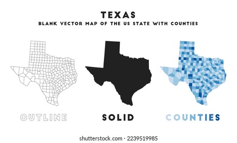 Texas map. Borders of Texas for your infographic. Vector us state shape. Vector illustration.