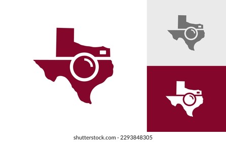 Texas map with camera logo design