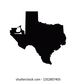 Texas map with classic scooter logo. Texas scooter trip logo in black color