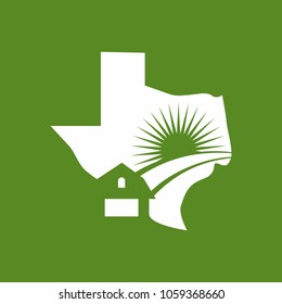 Texas map with farm vector logo.