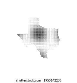 Texas map filled with a texture of orthogonally arranged black circles. Vector illustration.