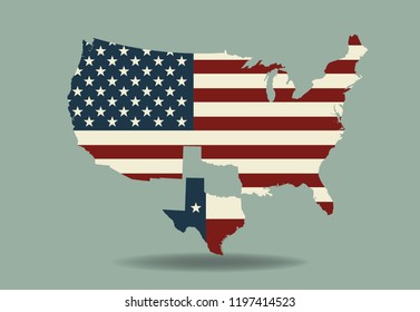 Texas Map Flag style, Vector EPS 10