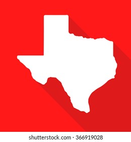 Texas map flat simple style with long shadow.