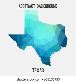 Texas map in geometric polygonal,mosaic style in cold shades.Abstract tessellation,modern design background,low poly. Vector illustration.