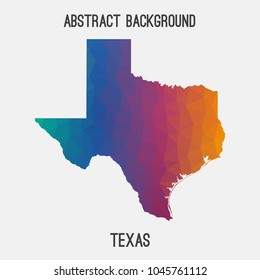 Texas map in geometric polygonal,mosaic style.Abstract tessellation,modern design background,low poly. Geometric cover, mockup. Vector illustration.