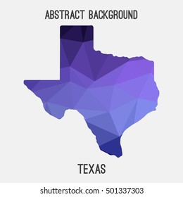 Texas map in geometric polygonal,mosaic style.Abstract tessellation,modern design background,low poly. Vector illustration.