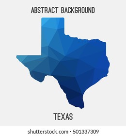 Texas map in geometric polygonal,mosaic style.Abstract tessellation,modern design background,low poly. Vector illustration.