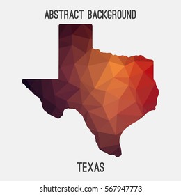 Texas map in geometric polygonal,mosaic style.Abstract tessellation,modern design background. Vector illustration