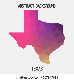 Texas map in geometric polygonal,mosaic style.Abstract tessellation,modern design background. Vector illustration