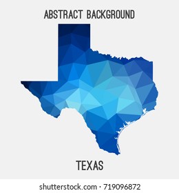 Texas map in geometric polygonal,mosaic style.Abstract tessellation,modern design background,low poly. Vector illustration.