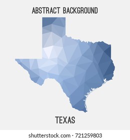 Texas map in geometric polygonal,mosaic style.Abstract tessellation,modern design background,low poly. Vector illustration.