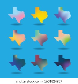 Texas map gradient mesh color collection set of 9, vector eps