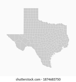 Texas Map Gray Color. Mapa Geográfico Aislado Del Vector Gris De La Frontera Del País De Texas. Ilustración vectorial