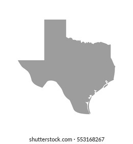 Texas map in gray on a white background