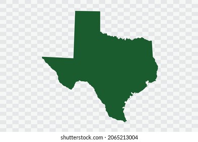 TEXAS Map Green Color on Png Background