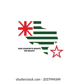 Texas Map. Green Stripes. Lone Star and Union Jack Symbol. Our Country's Rights or Death. Vector Illustration.