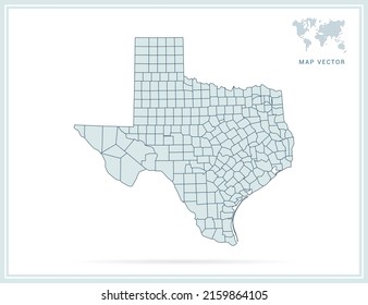 Texas Karte grüner Vektorgrafik auf weißem Hintergrund.