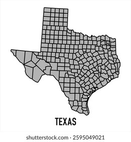 Texas map in grey style isolated on white background. Vector illustration.	