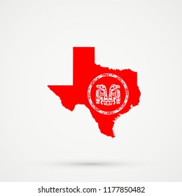 Texas map in Haida flag colors, editable vector.