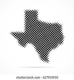 Texas map in halftone. Dotted illustration isolated on a white background.
Vector illustration.