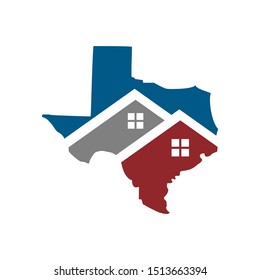 texas map home and building logo