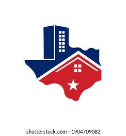 Texas map home vector logo creative idea modern simple