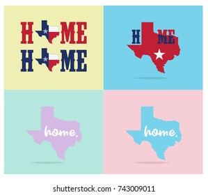 Texas Map With Home Word.