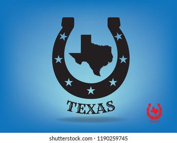 Texas map and horseshoe, Vector EPS 10.