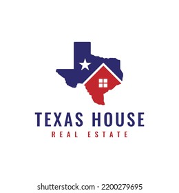 Texas map with house vector logo design. Real estate property logo concept