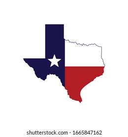 Texas map icon. Texas flag inside the map.Vector illustration. 