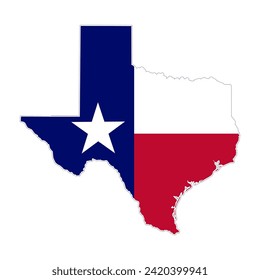 Texas map icon with flag isolated on white background.. Vector illustration. 