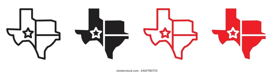 Texas map icon line art vector