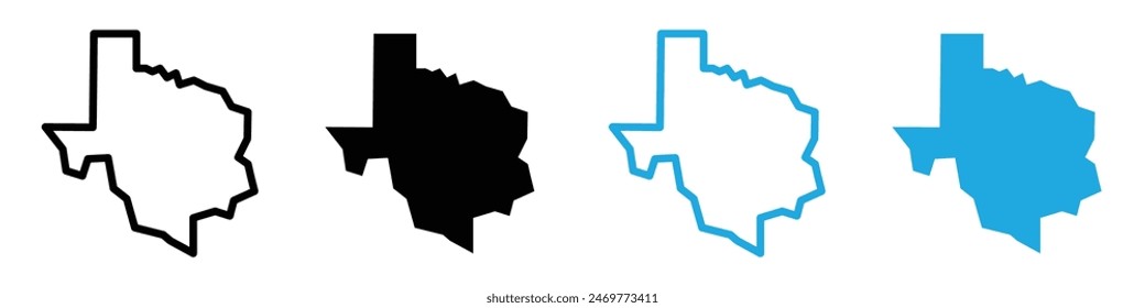 Texas map icon logo set vector