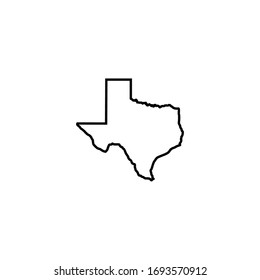 Icono de mapa de Texas, signo de mapa de Texas y vector de símbolo