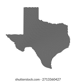 Icono de mapa de Texas. Mapa de país de líneas espirales - Ilustraciones vectoriales.