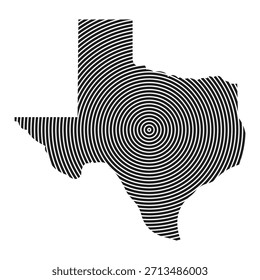 Texas map icon. Spiral lines country map - vector illustrations.