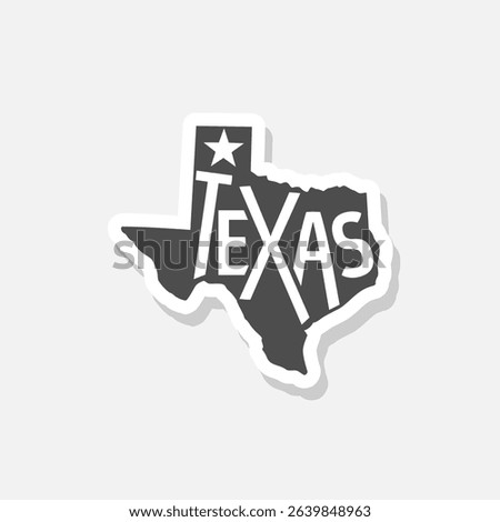 Texas map icon sticker isolated on gray background