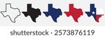 Texas map icons set. Texas map icon. Texas symbol.State Border , United States , US America, scribble sketch Texas map, isolated on transparent background, used for mobile phone, app.