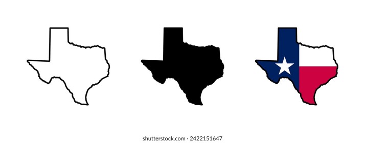 Texas map icons. Texas state border map icons. Texas sign symbol - vector illustration