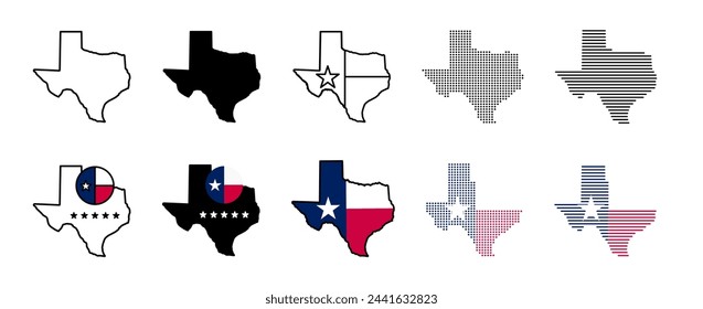 Texas map icons. Texas state border map sign, symbol. Vector illustration