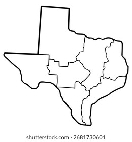 Texas map illustration hand drawn outline vector