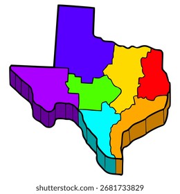 Texas map illustration hand drawn isolated vector