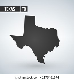 Texas map isolated on transparent background. Black map for your design. Vector illustration, easy to edit