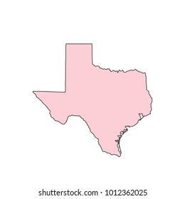 Texas map isolated on white background silhouette. Texas USA state.