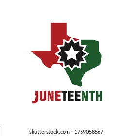 Texas Map And Juneteenth. Design Of Banner. Vector Logo Illustration.