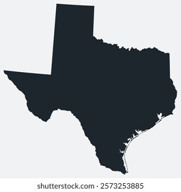 Texas map. Just a simple border map. Shape of the state. Flat blank Texas outline. Vector boundary illustration.
